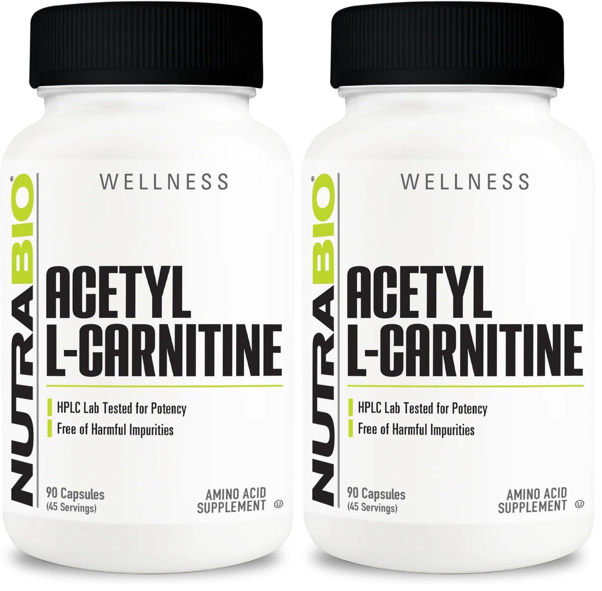 NutraBio Acetyl L-Carnitine 500mg bottle front view