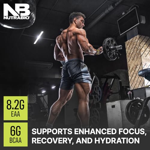 NutraBio Alpha EAA scoop dispenses powder into glass for intra-workout support