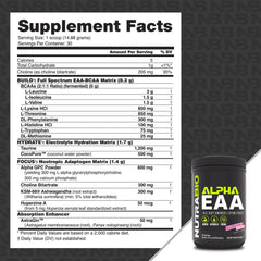 NutraBio Alpha EAA scoop in glass for convenient workouts and recovery.