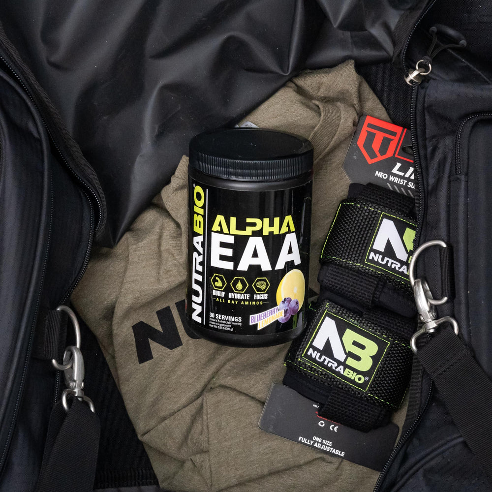 Serving scoop with NutraBio Alpha EAA powder