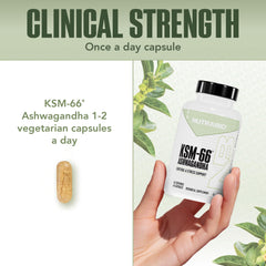 Third-party tested seal on NutraBio Ashwagandha packaging