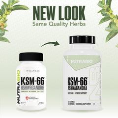 NutraBio logo with Ashwagandha branding