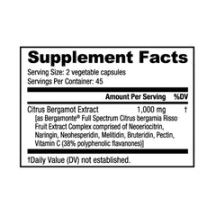 Close-up of capsules inside NutraBio Bergamot supplement bottle