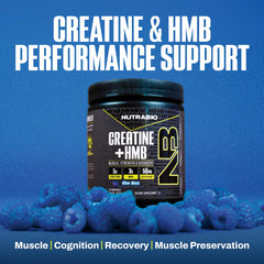 NutraBio Creatine + HMB 30-serving pouch close-up.