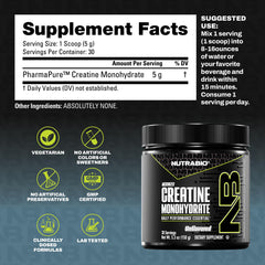 Close-up of label showing micronized creatine monohydrate - unflavored 150 g