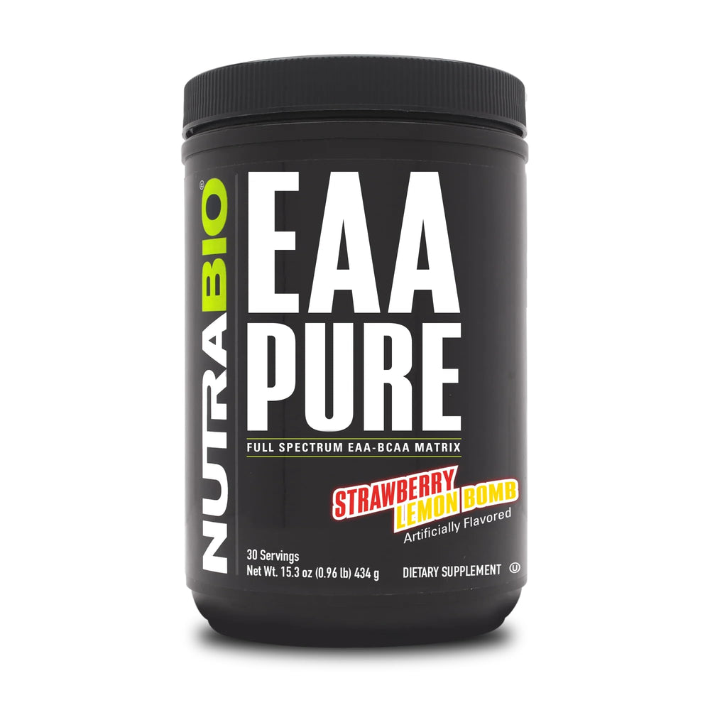NutraBio EAA Pure Strawberry Lemon Bomb packaging