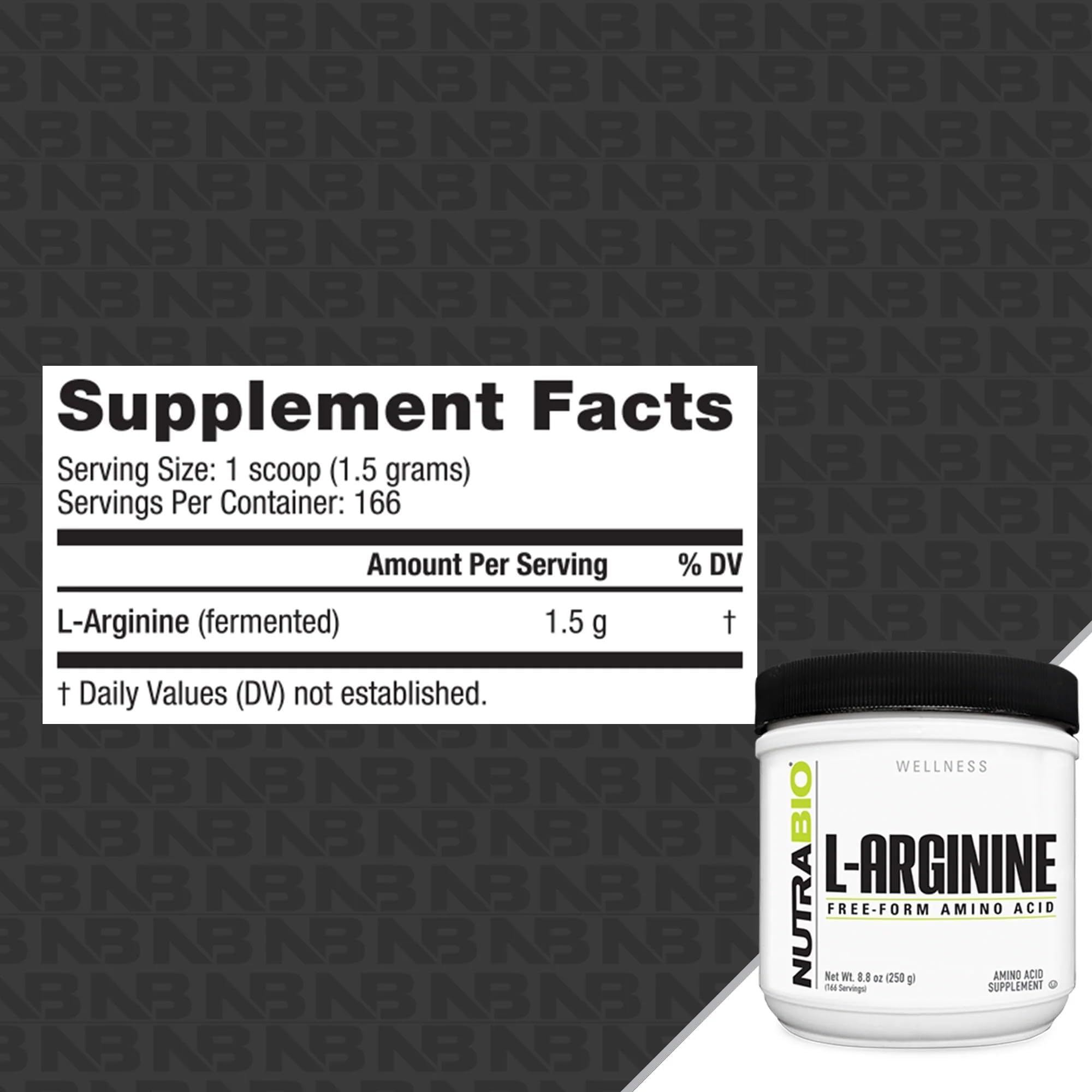 Front view of NutraBio L-Arginine 750mg bottle