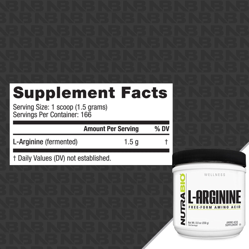Front view of NutraBio L-Arginine 750mg bottle