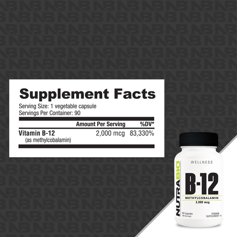 Close-up of NutraBio Methyl B-12 capsules