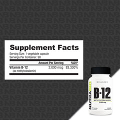 Close-up of NutraBio Methyl B-12 capsules