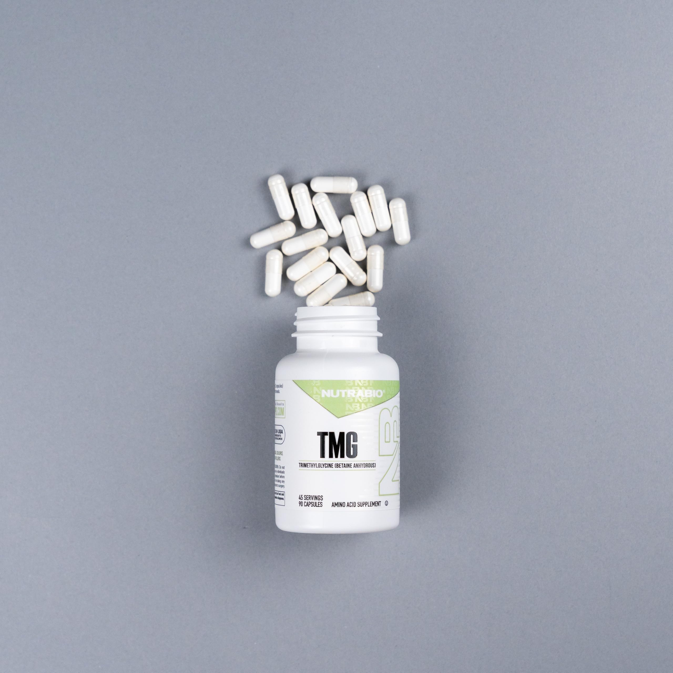 Nutrition facts and ingredients panel for NutraBio TMG