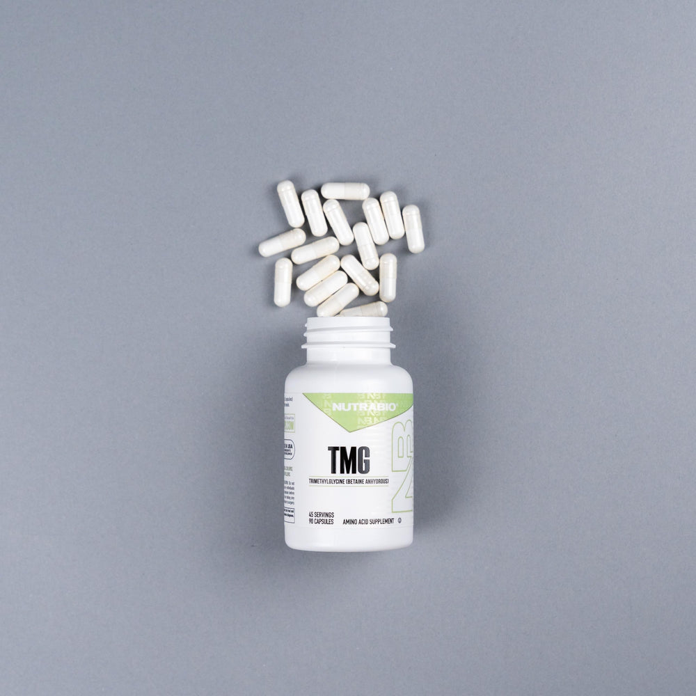 Nutrition facts and ingredients panel for NutraBio TMG