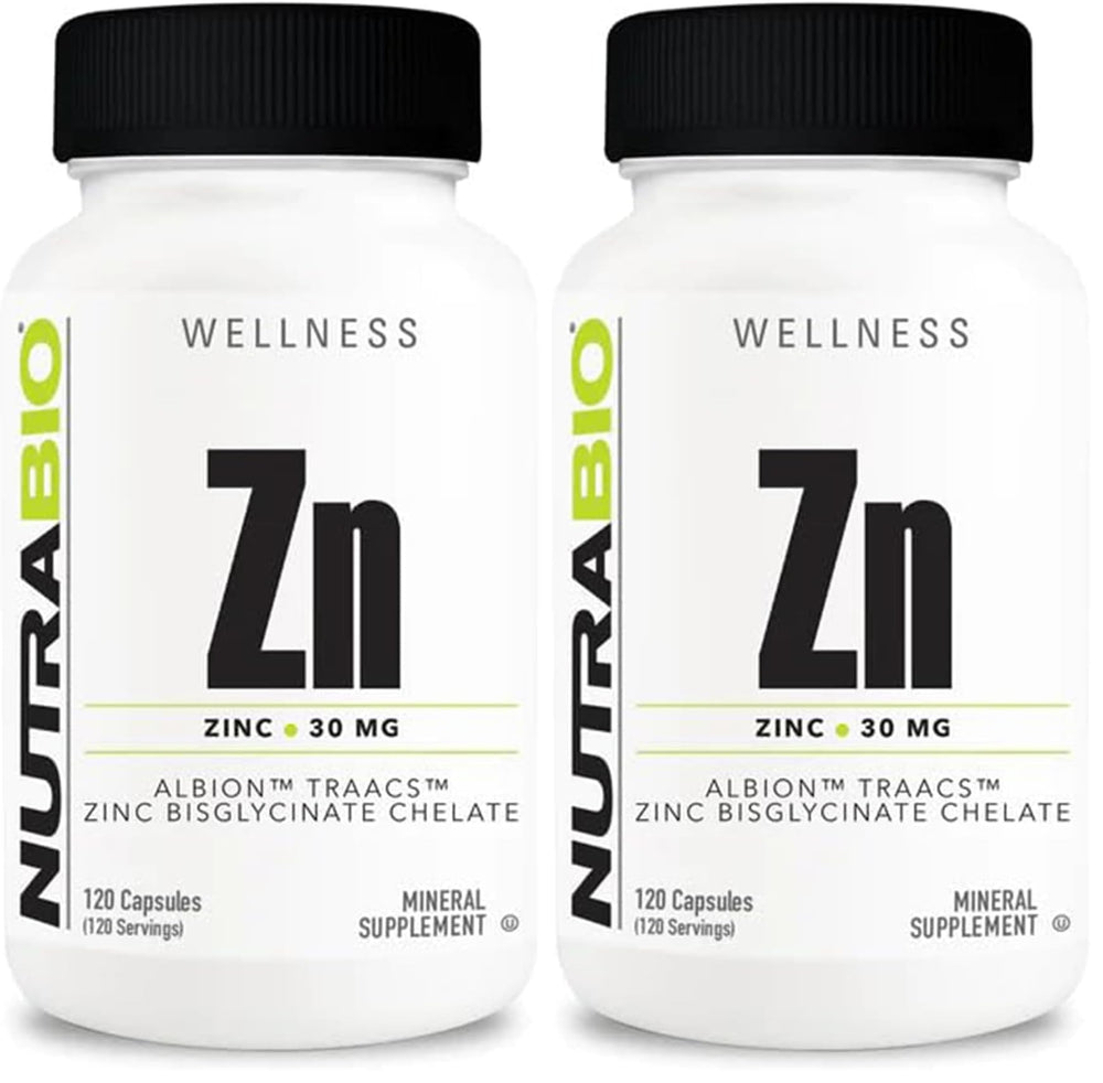 NutraBio Zinc Chelate Mineral Supplement bottle front view