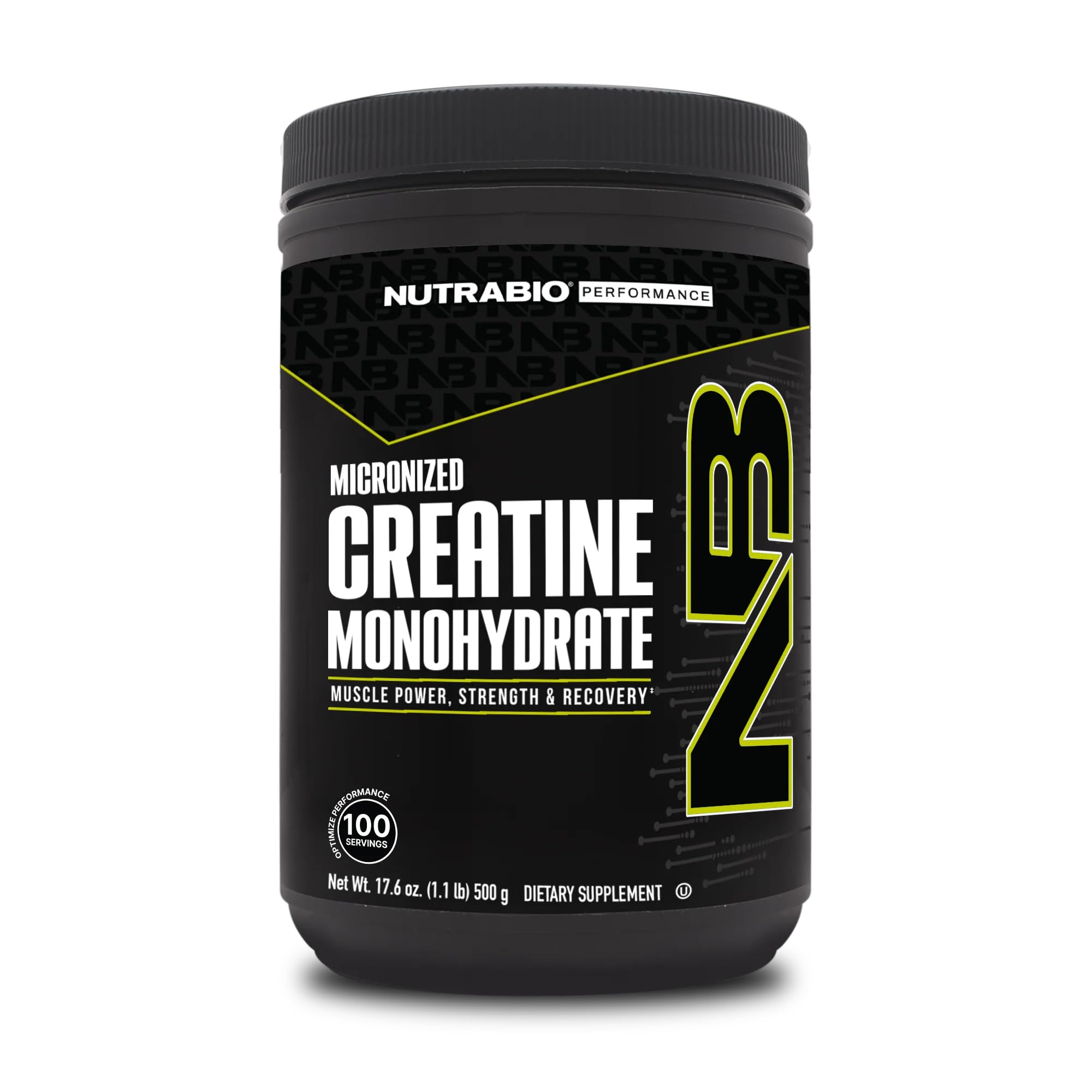 NutraBio Pure Micronized Creatine Monohydrate Powder 500 g – front view