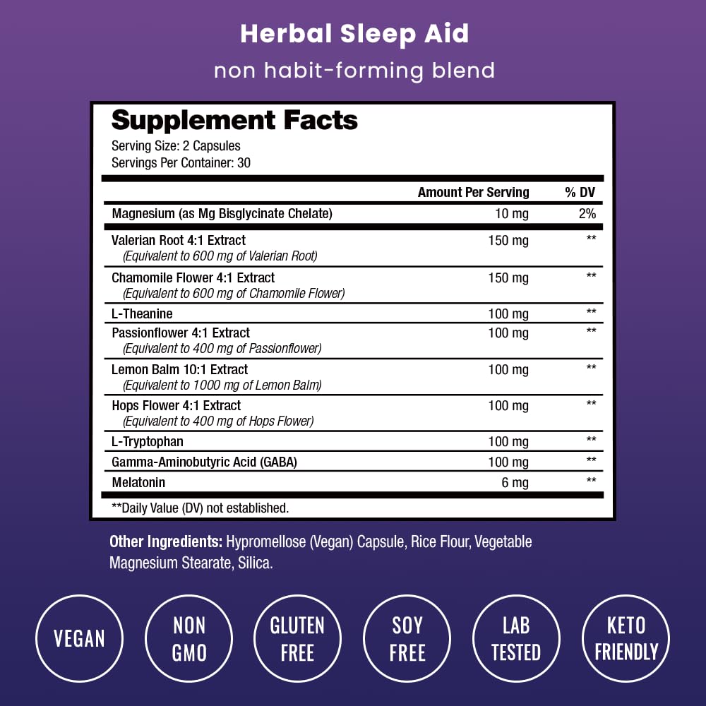 Close-up of NutraChamps sleep capsules with label visible
