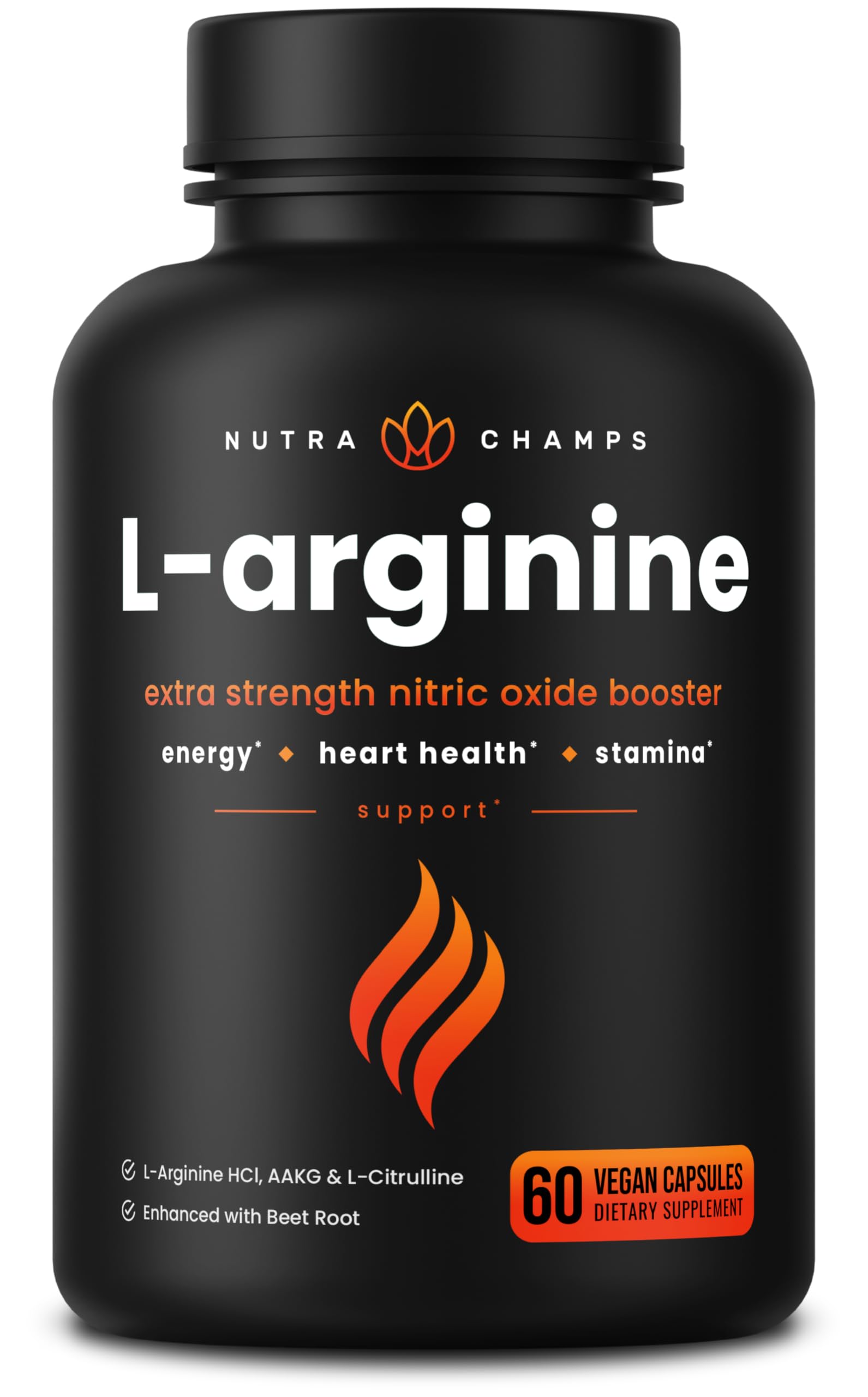 NutraChamps Premium L Arginine Supplement bottle front view