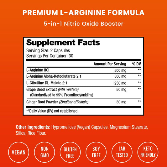 L Arginine capsules with L Citrulline and Ginger ingredients