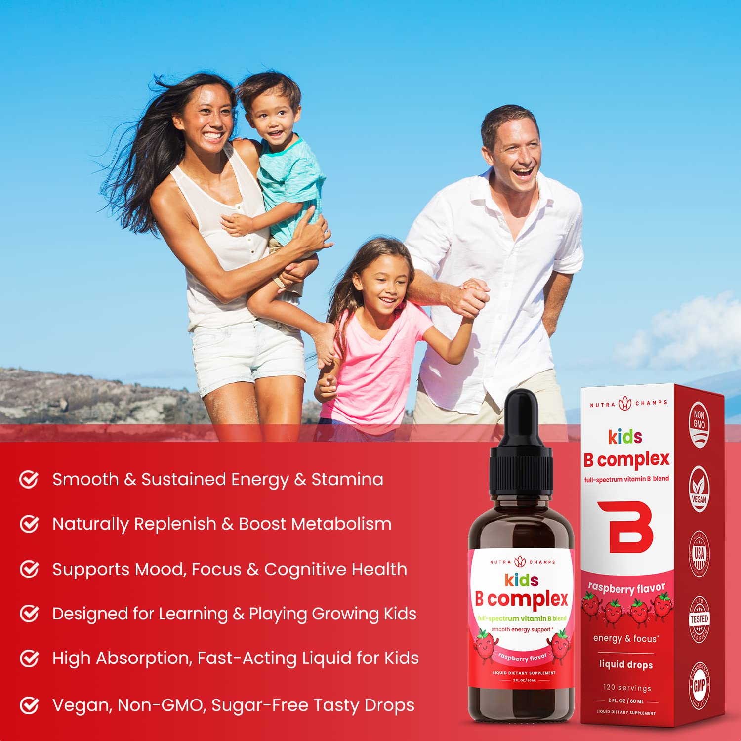 Dropper dispensing B Complex drops from the bottle