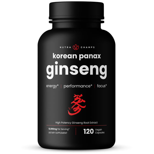 NutraChamps Korean Red Panax Ginseng capsules bottle with front label