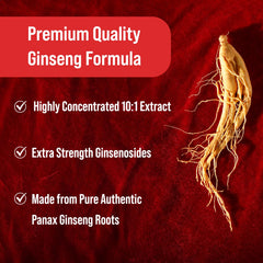 Ginseng capsules with root imagery and bottle