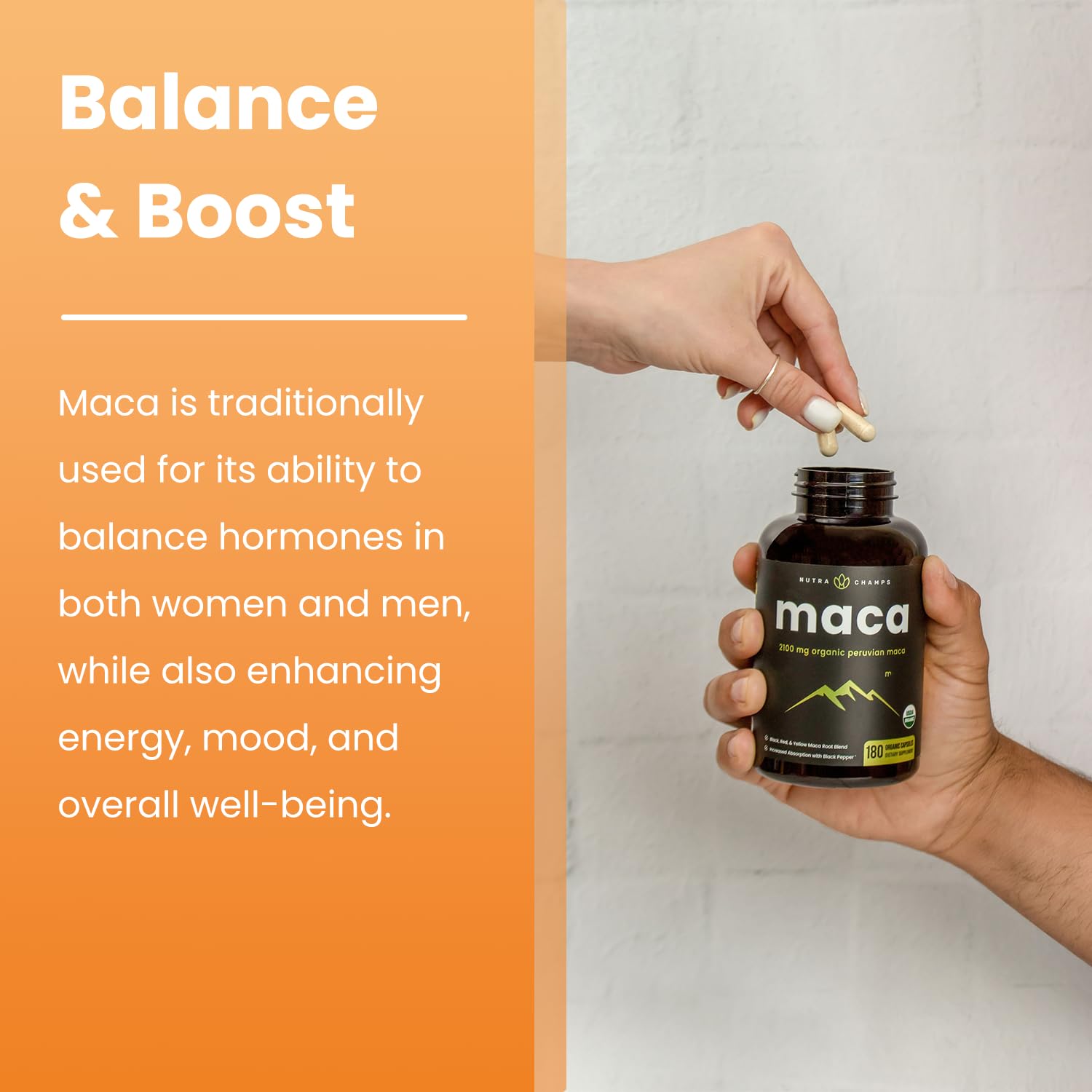 Maca capsules with black pepper extract for absorption