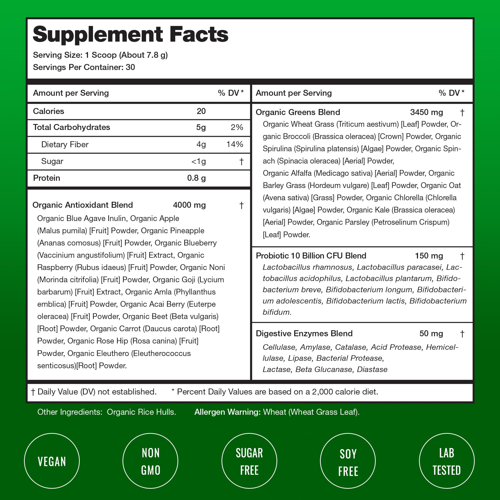 NutraChamps Super Greens packaging on countertop