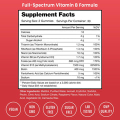 Gummies labeled vegan, non-GMO and gluten-free