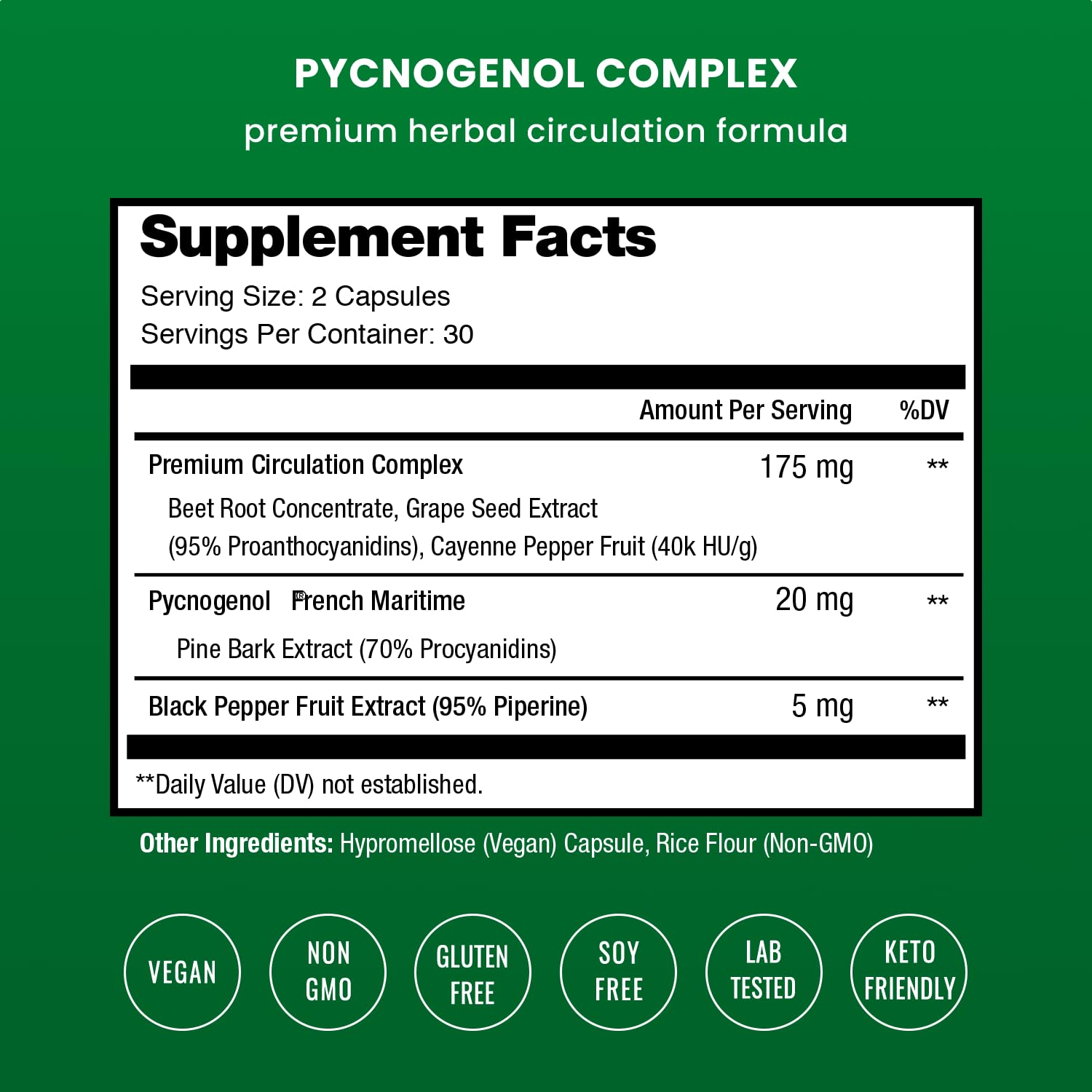 Close-up of NutraChamps Pycnogenol 60 capsules bottle