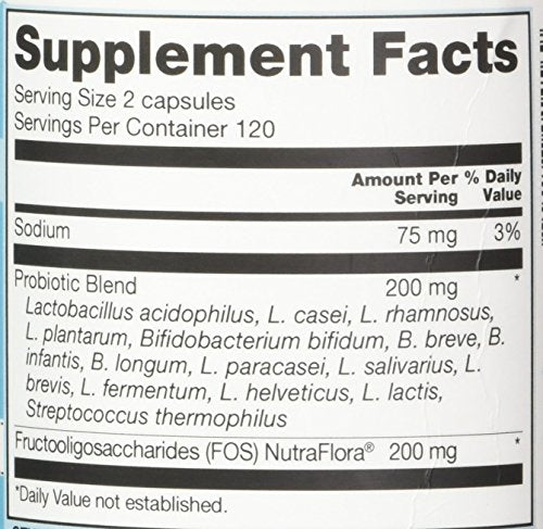 NutraFlora FOS prebiotic included in Vitacost Probiotic 15-35