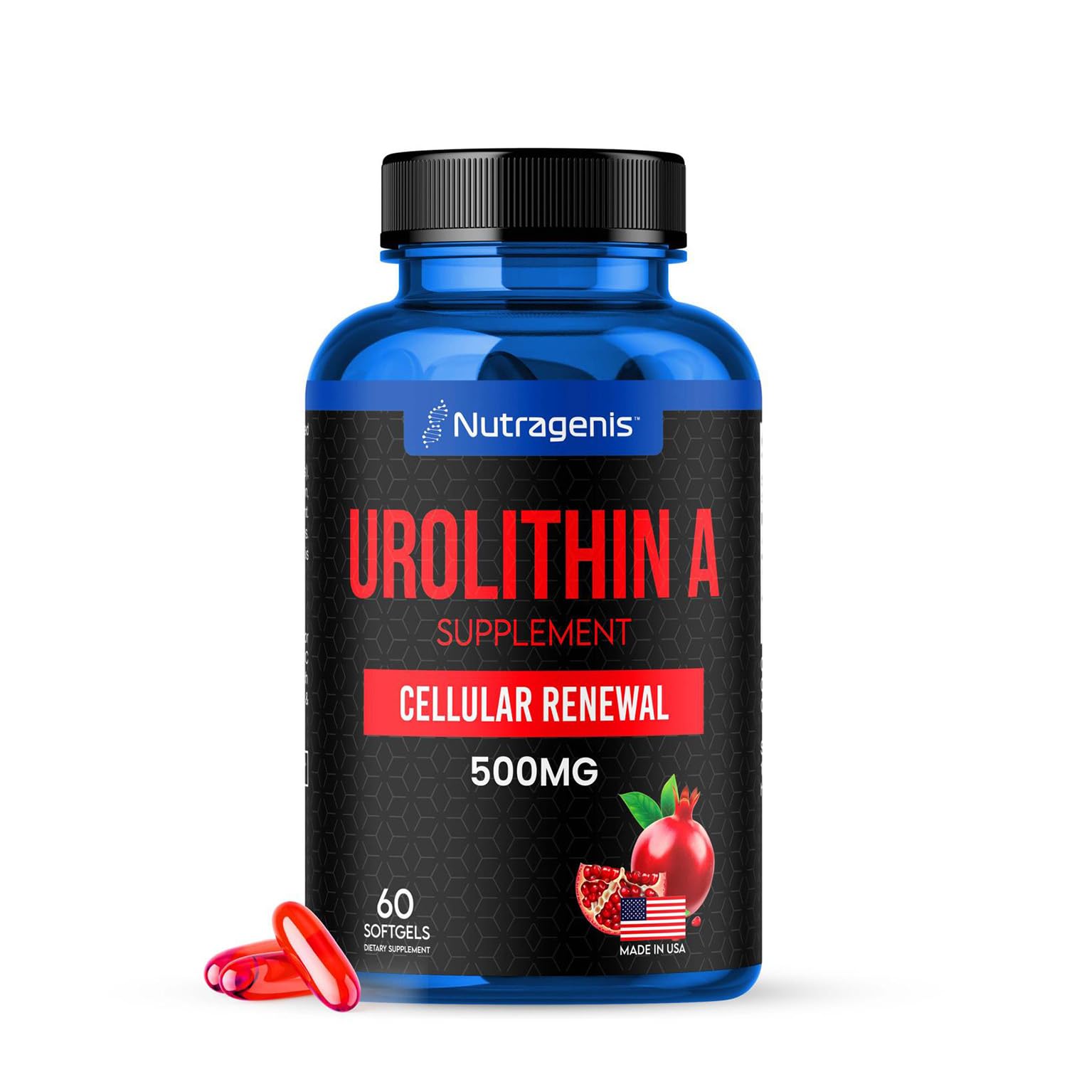 Nutragenis Urolithin A 500mg softgel bottle