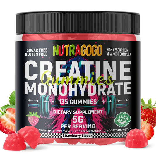 Front view of NUTRAGOGO Creatine Monohydrate Gummies bottle