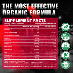 Nutrition facts panel for NUTRAGOGO Creatine Monohydrate Gummies