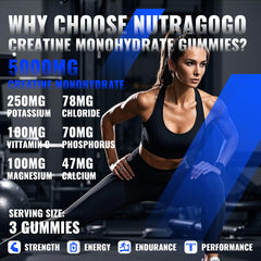 Serving size of 3 gummies with 5g creatine monohydrate