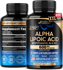 NUTRAHARMONY Alpha Lipoic Acid 600mg bottle supports daily metabolism