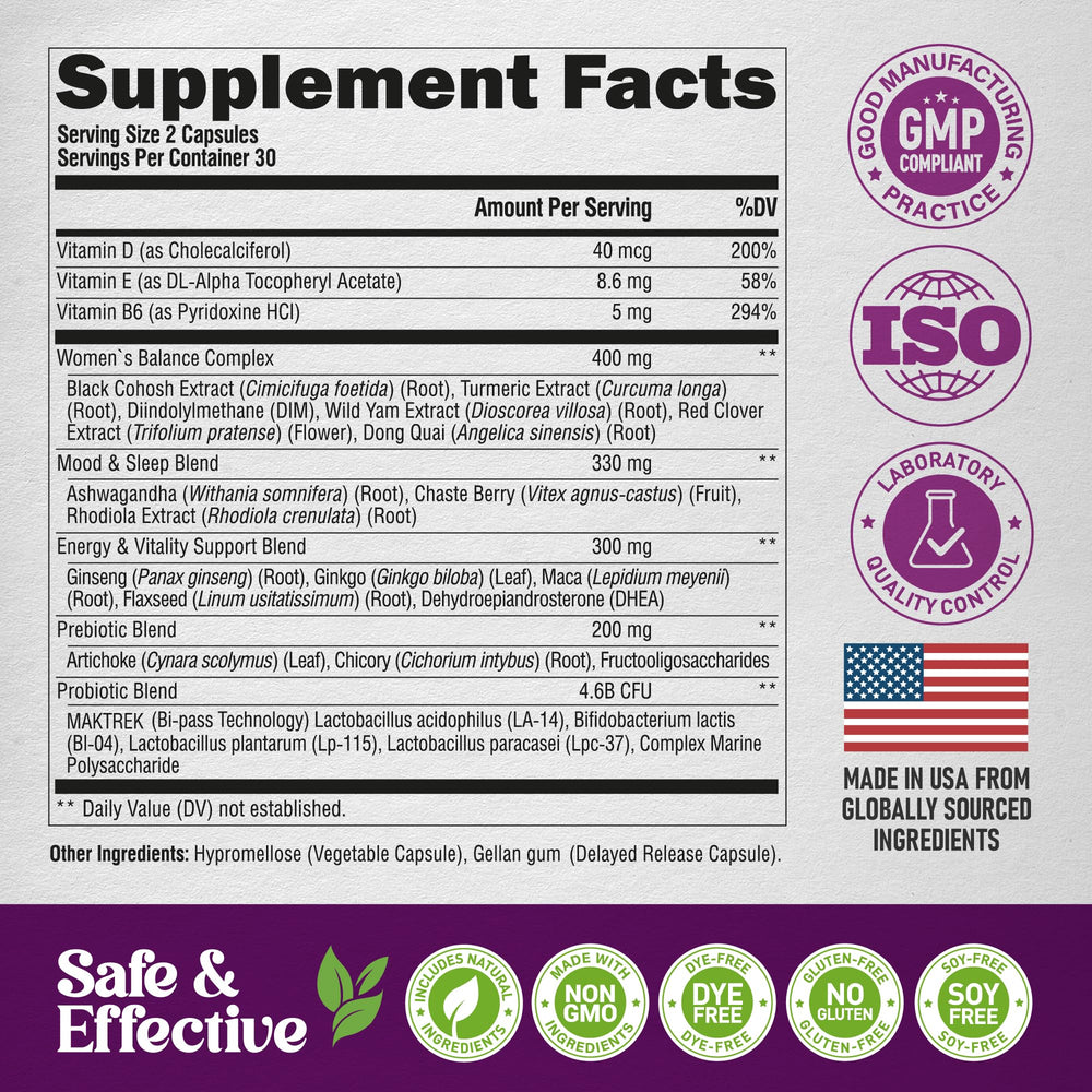 NutraHarmony menopause capsules packaging