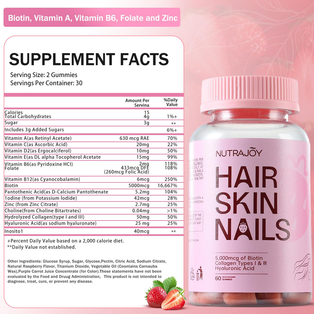 NUTRAJOY Biotin Gummies bottle back label detail