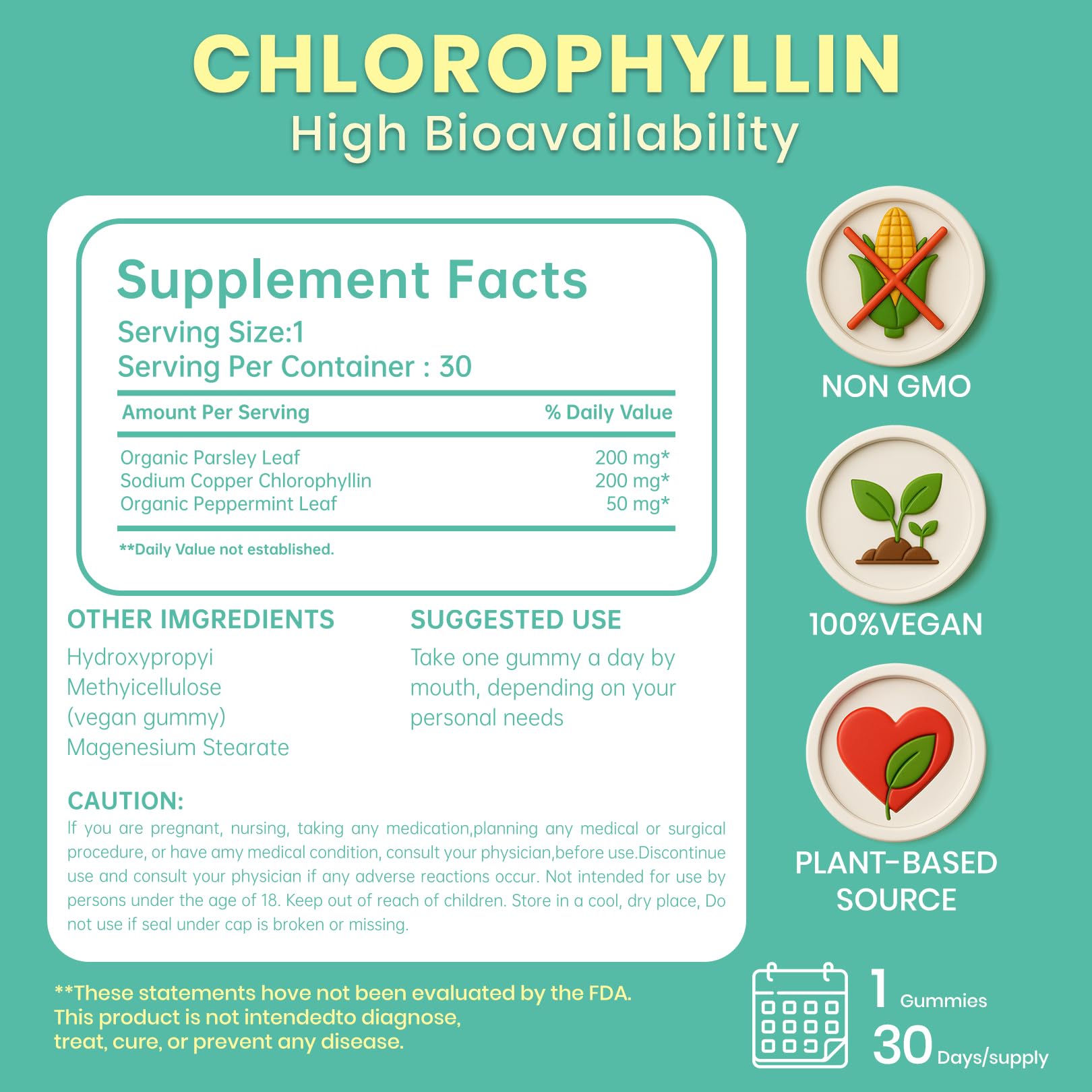 Chlorophyll gummies packaging for men and women