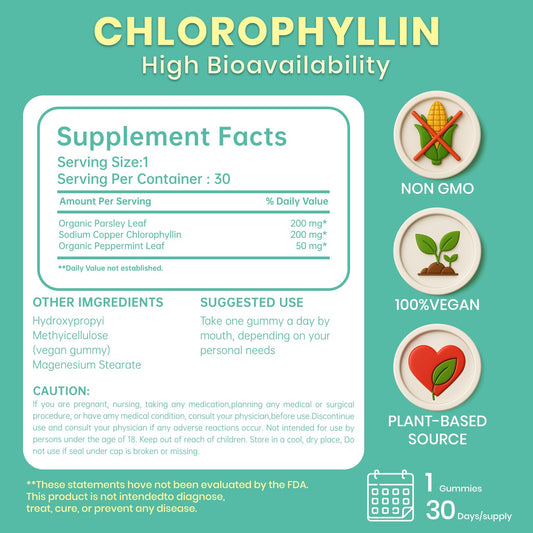 Chlorophyll gummies packaging for men and women