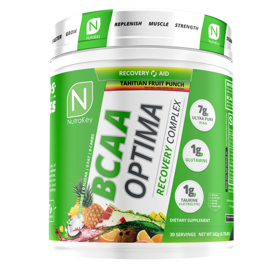 NutraKey BCAA Optima post-workout recovery powder, Fruit Punch flavor