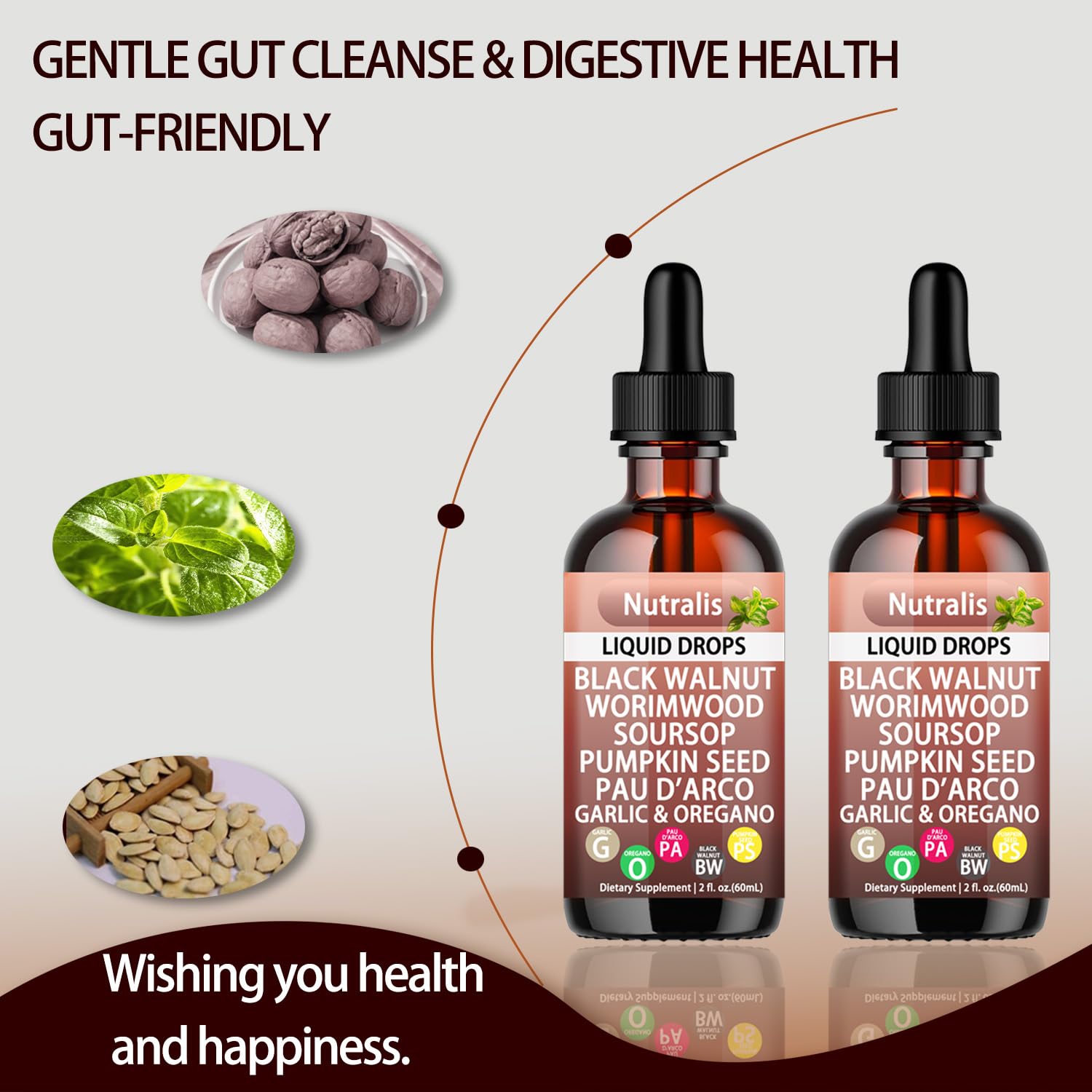 Bottle label showing Nutralis Wormwood Gut Cleanse ingredients