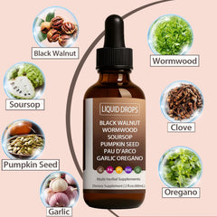 Key ingredients: soursop, pumpkin seed, pau-d-arco in liquid drops