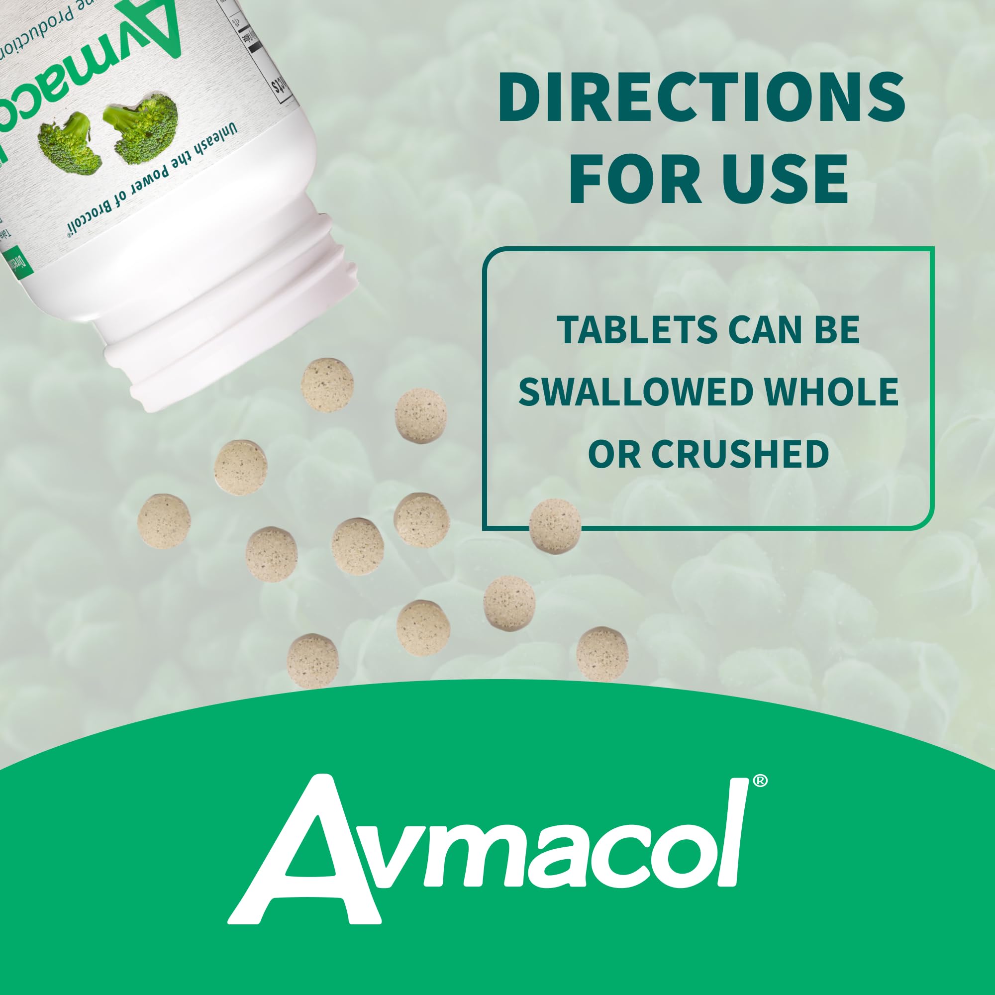 Side view of Avmacol bottle showing label