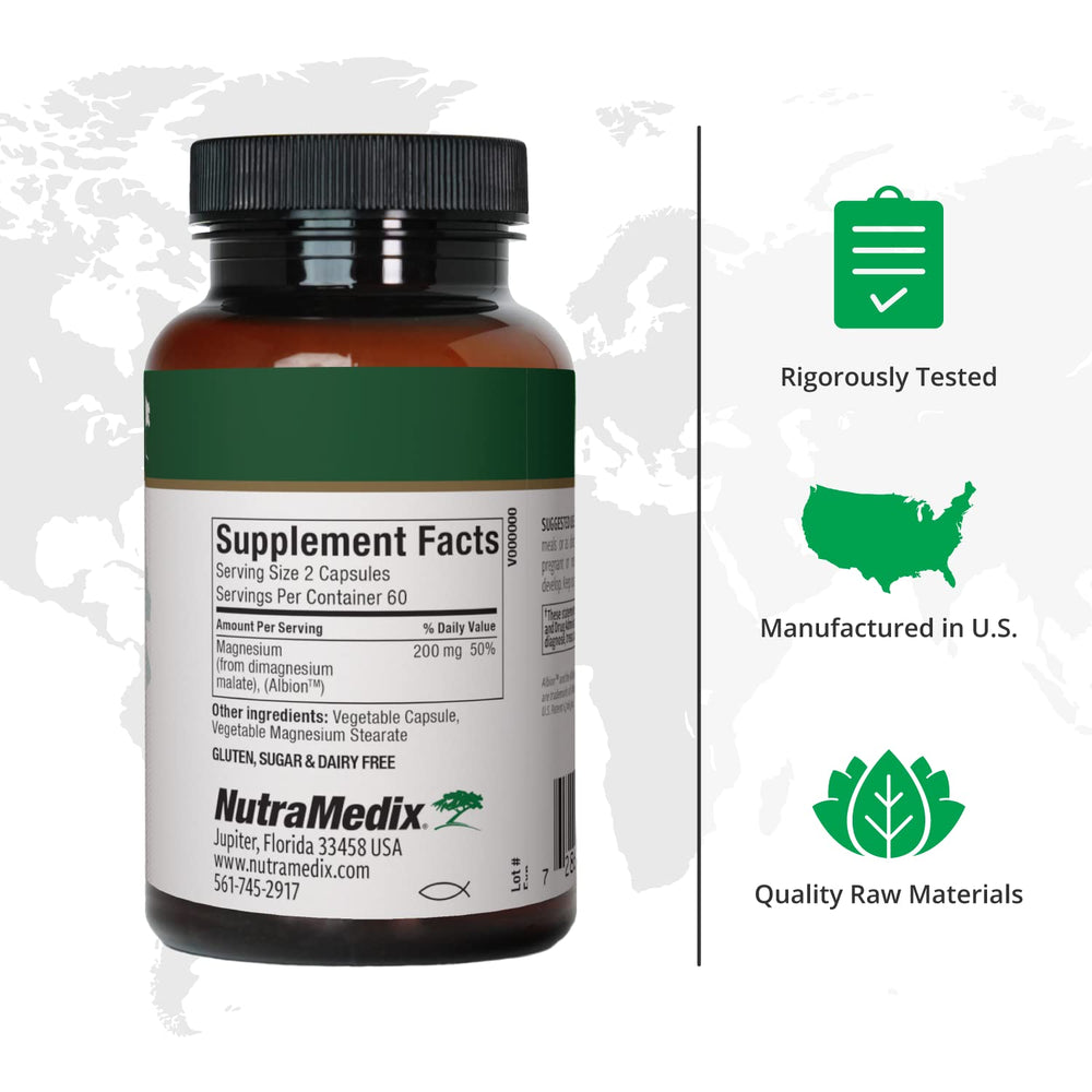 Close-up of dimagnesium malate capsules