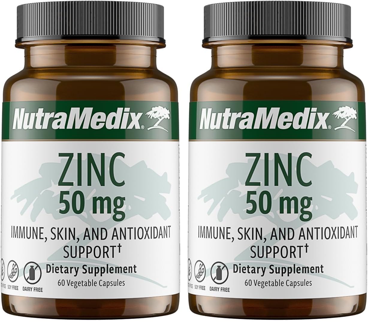 NutraMedix Zinc 50mg bottle with 60 capsules pack of 2 - front view