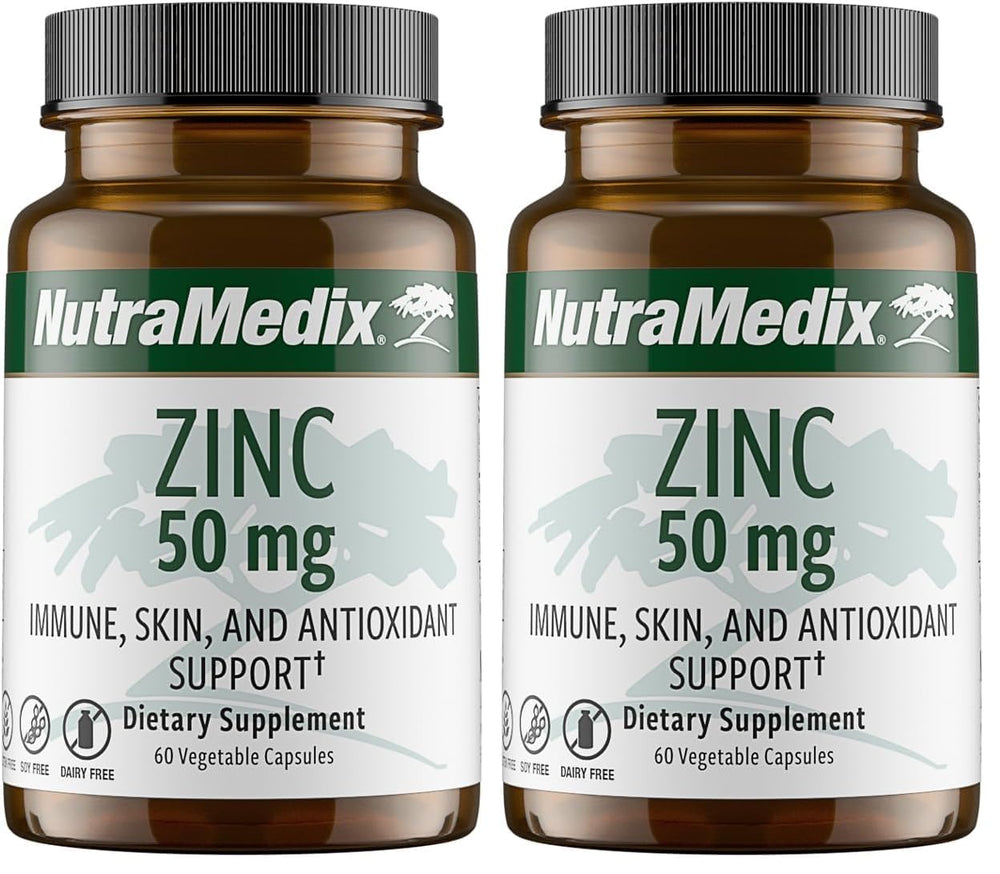 NutraMedix Zinc 50mg bottle with 60 capsules pack of 2 - front view