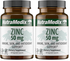 NutraMedix Zinc 50mg bottle with 60 capsules pack of 2 - front view