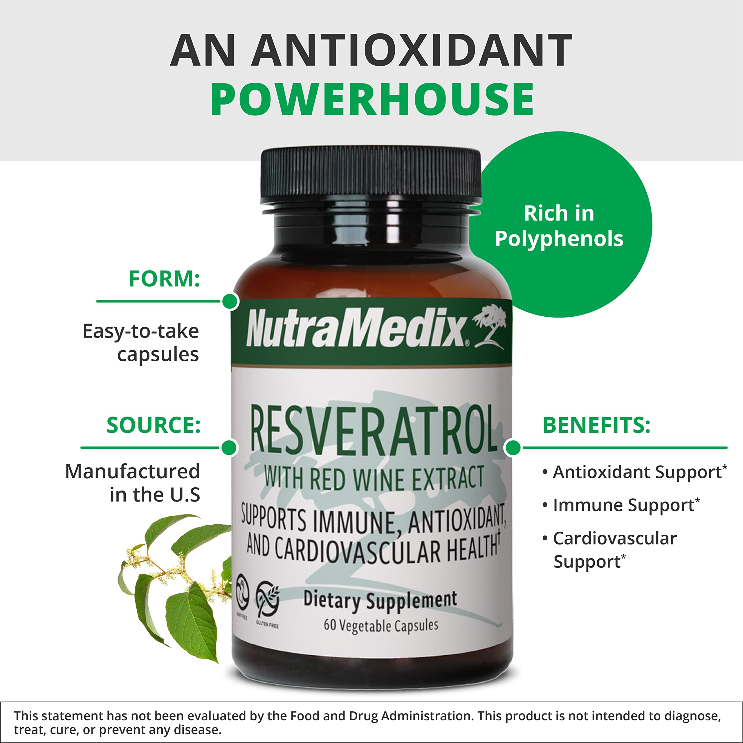 Close-up of NutraMedix Resveratrol capsules for immune health