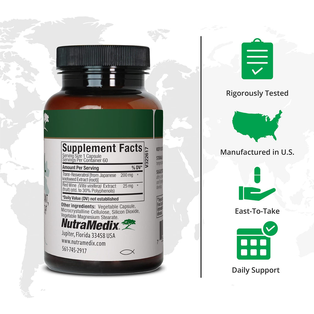 Resveratrol capsules featuring Japanese knotweed for immune support