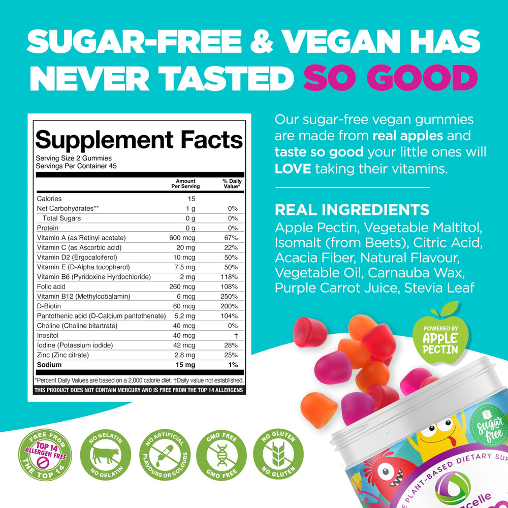 Colorful vegan gummy vitamins for kids