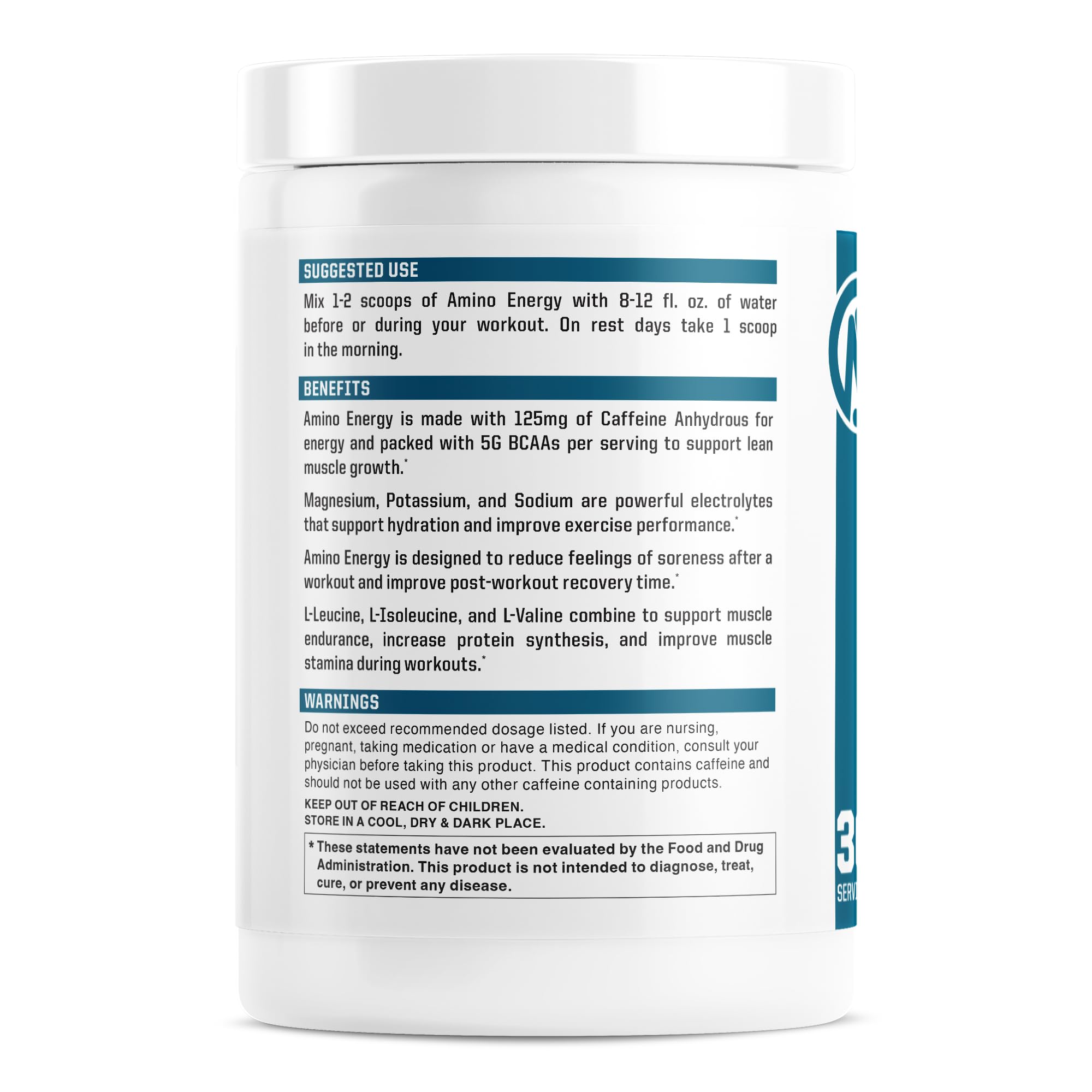Close-up of NutraOne Amino Energy Berry Lemonade label